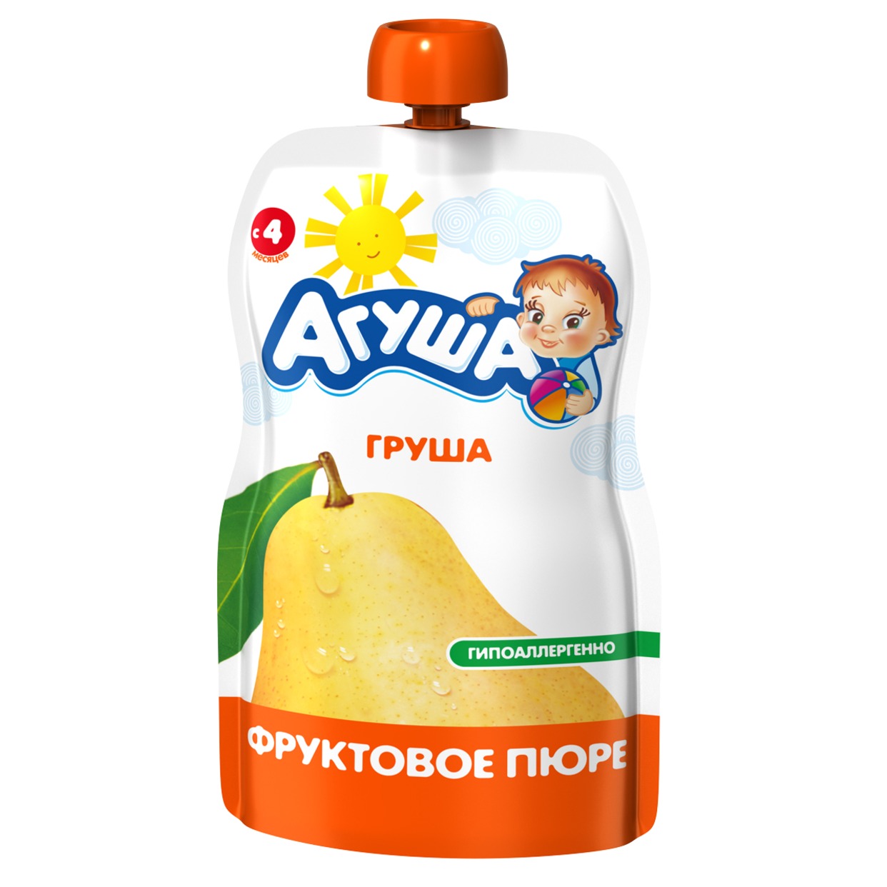 Пюре фруктовое "Агуша" Груша 0.0% 90г Pouch-pack. по акции в Пятерочке