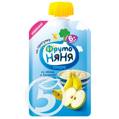 Пюре "Фрутоняня" Яблочно-Банановый для детей с 6 месяцев 90г