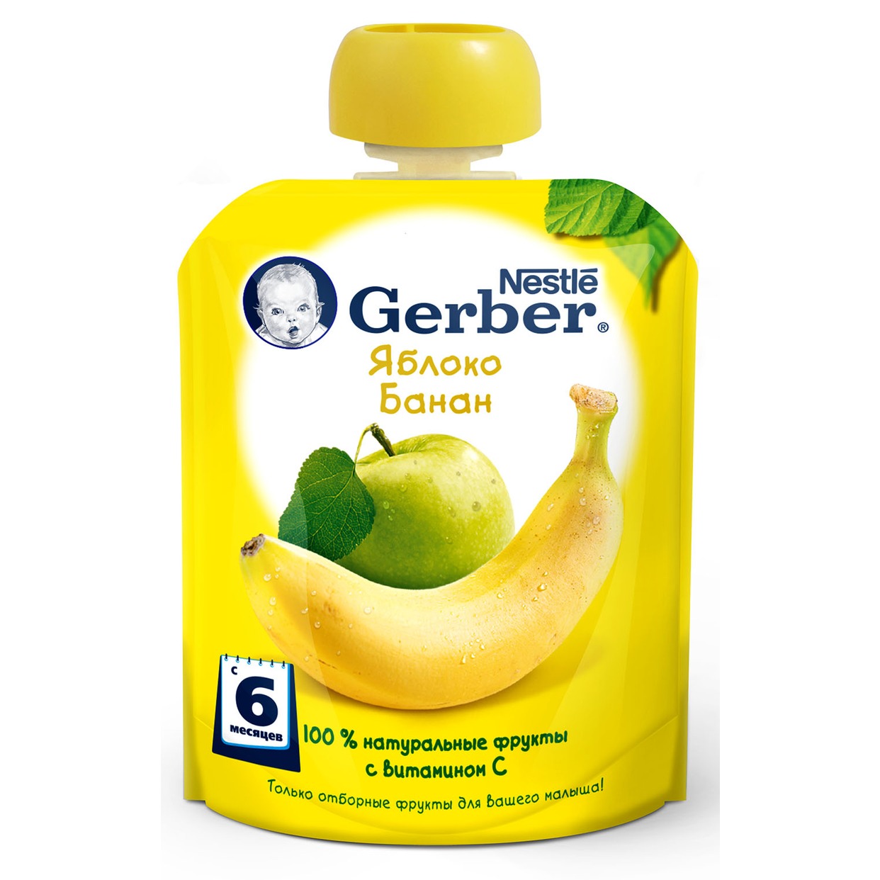 Пюре Gerber Яблоко-Банан фруктовое 90г по акции в Пятерочке