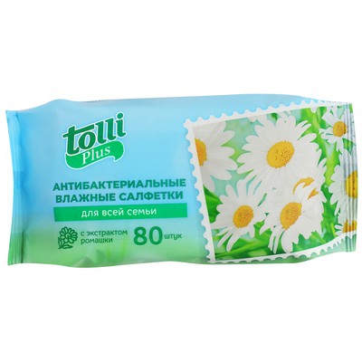 Салфетки "Tolli Plus" влажные салфетки с антибактериальным эффектом 80шт