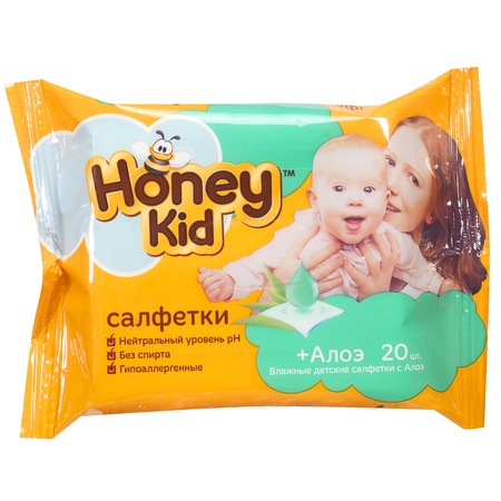 Салфетки влажные Honey Kid детские с алоэ 20шт по акции в Пятерочке
