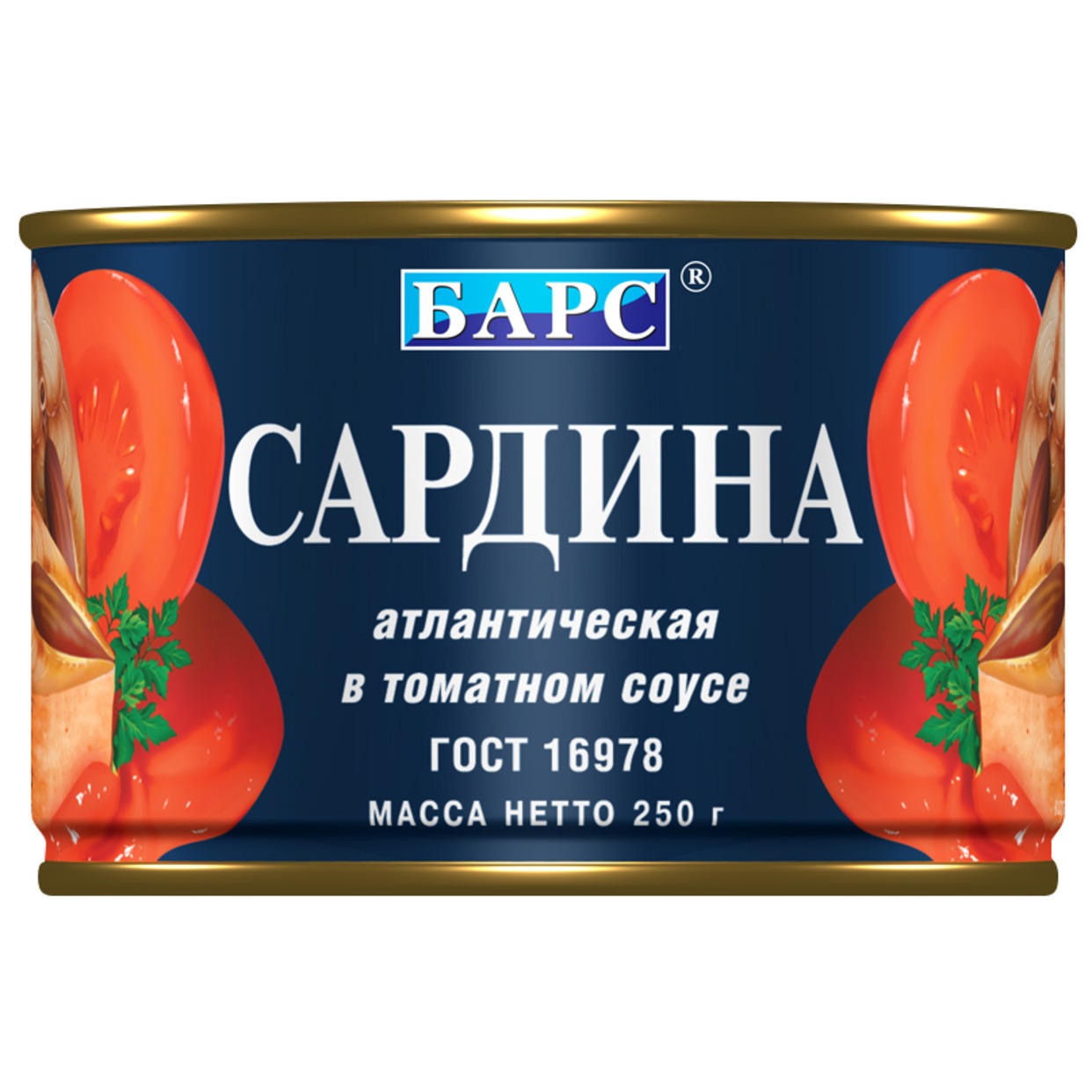 Сардина атлантическая в томатном соусе ГОСТ 250 грамм БАРС