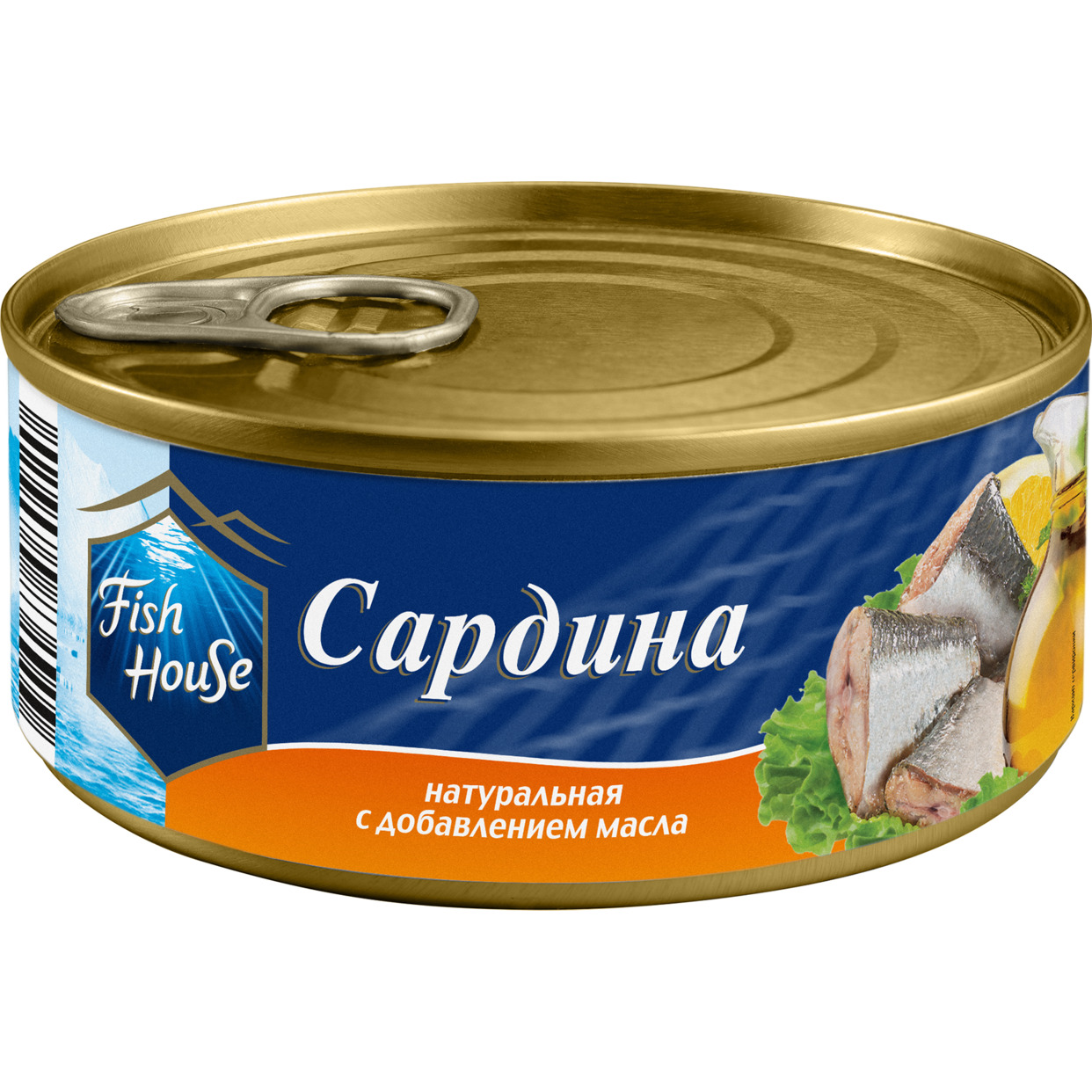 Сардина FISH HOUSE тихоокеанская натуральная с добавлением масла 245г
