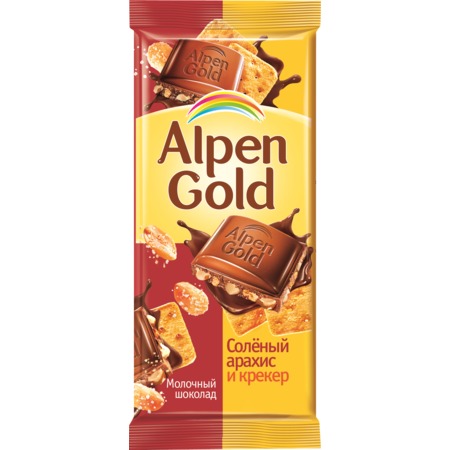 Шоколад Alpen Gold, арахис и крекер, 90 г по акции в Пятерочке