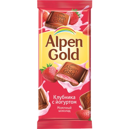 Шоколад Alpen Gold, клубника-йогурт, 90 г