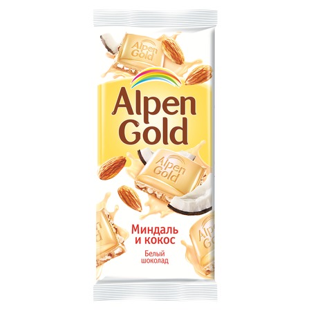 Шоколад Alpen Gold, миндаль-кокос, 90 г по акции в Пятерочке