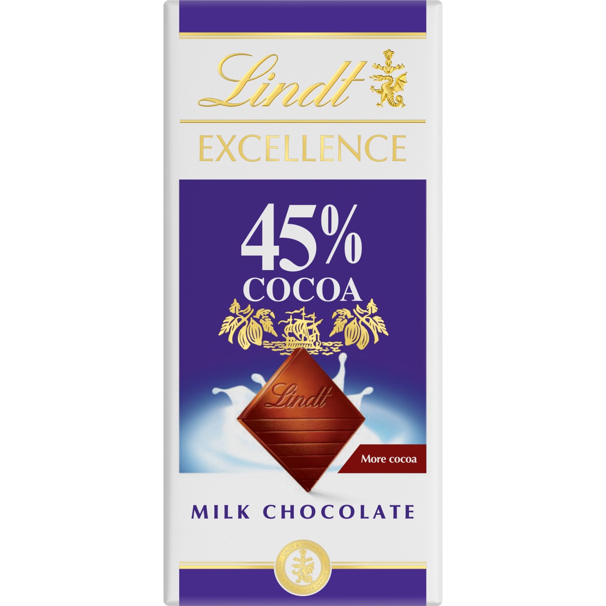 Шоколад Lindt с высоким содержанием молока и какао 45% 80г