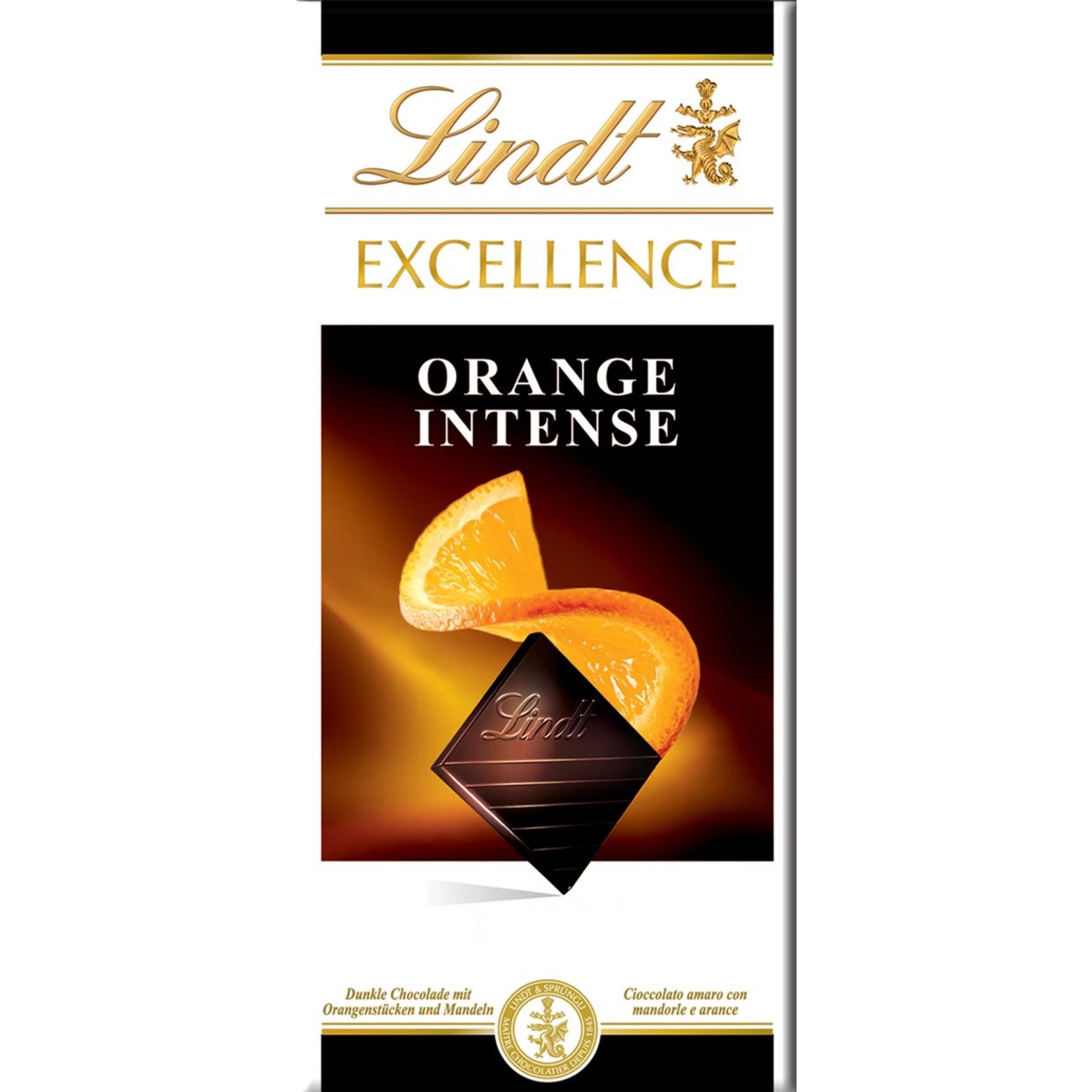Шоколад Lindt Темный с кусочками апельсина и миндаля 100г