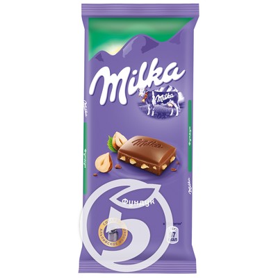 Шоколад "Milka" молочный с фундуком 90г по акции в Пятерочке