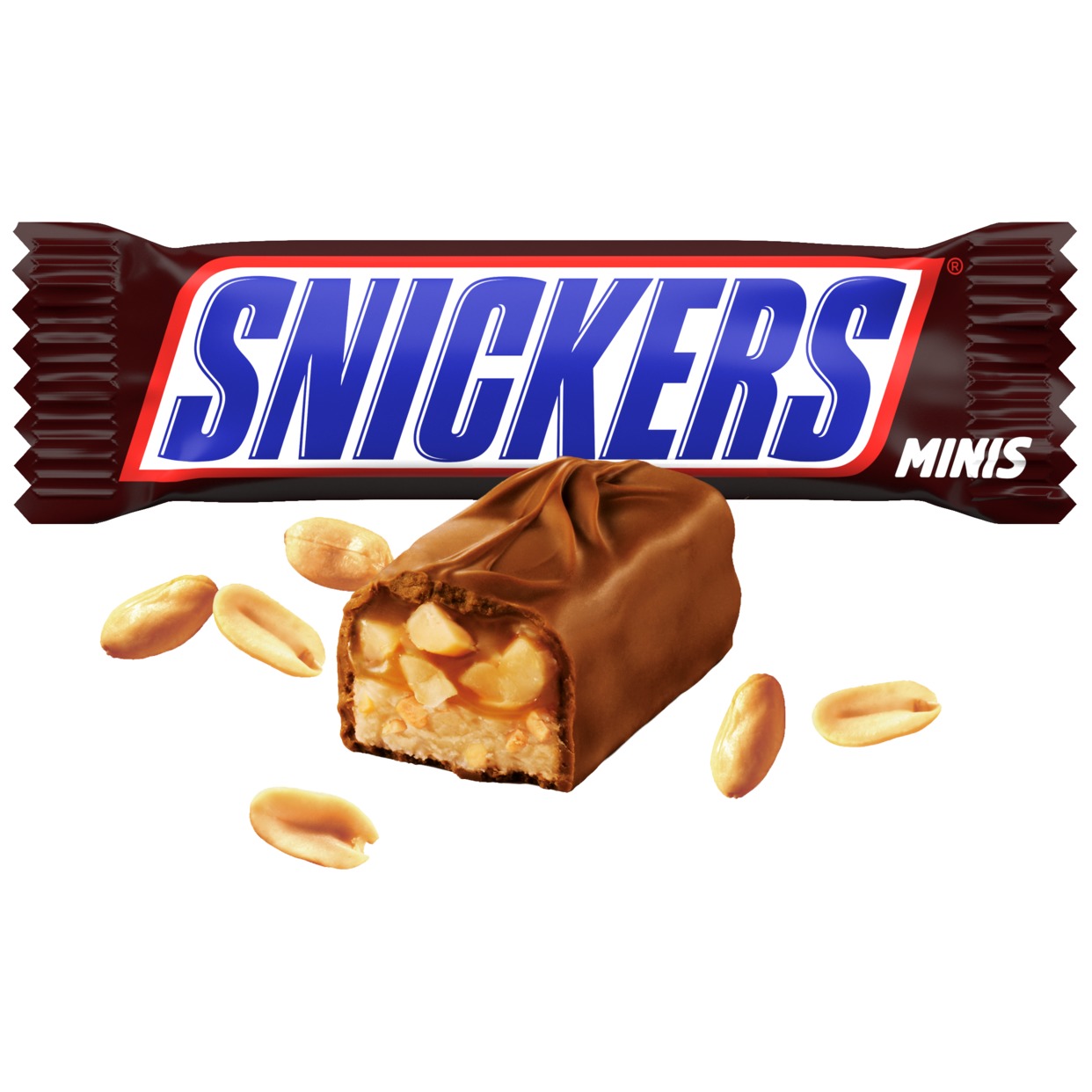 Шоколадный батончик Snickers Minis по акции в Пятерочке