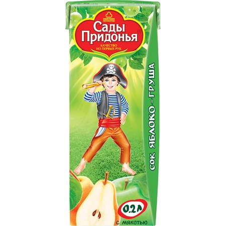 Сок Сады Придонья, яблоко-груша, 0,2 л по акции в Пятерочке