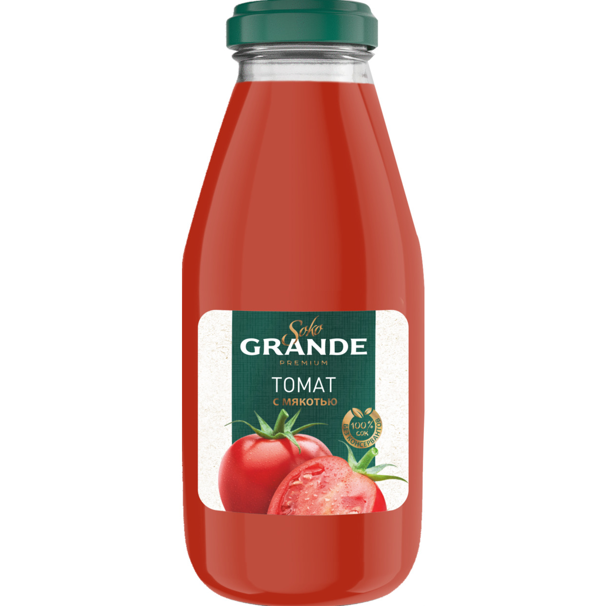 Сок SOKO GRANDE томатный с морской солью, для детского питания с 3-х лет, восстановленный с мякотью гомогенизированный, пастеризован ный ст/б 0.3л