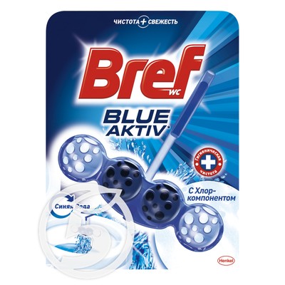 Средство чистящее для унитаза "Bref" Blue Aktiv Синяя Вода 50г по акции в Пятерочке