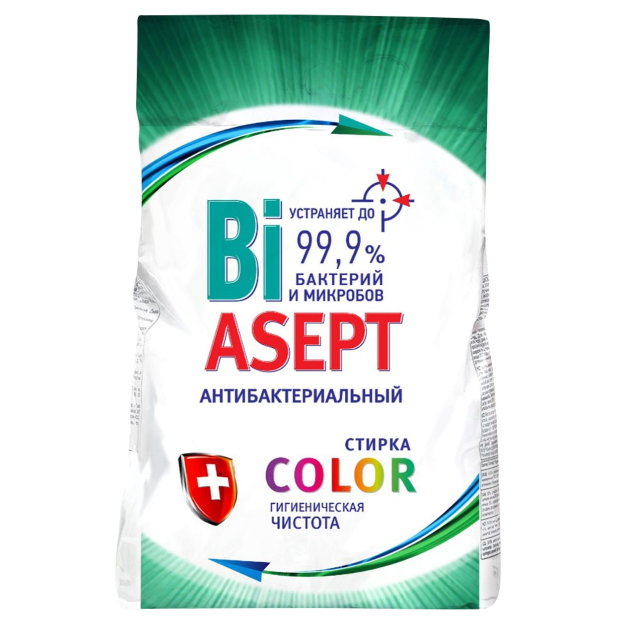 Средство для стирки порошкообразное универсальное "BiASEPT Color Automat" с антибактериальным эффектом2500г по акции в Пятерочке