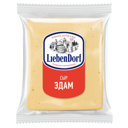 Сыр Liebendorf, Эдам, фасованный * цена указана за 100 г по акции в Пятерочке
