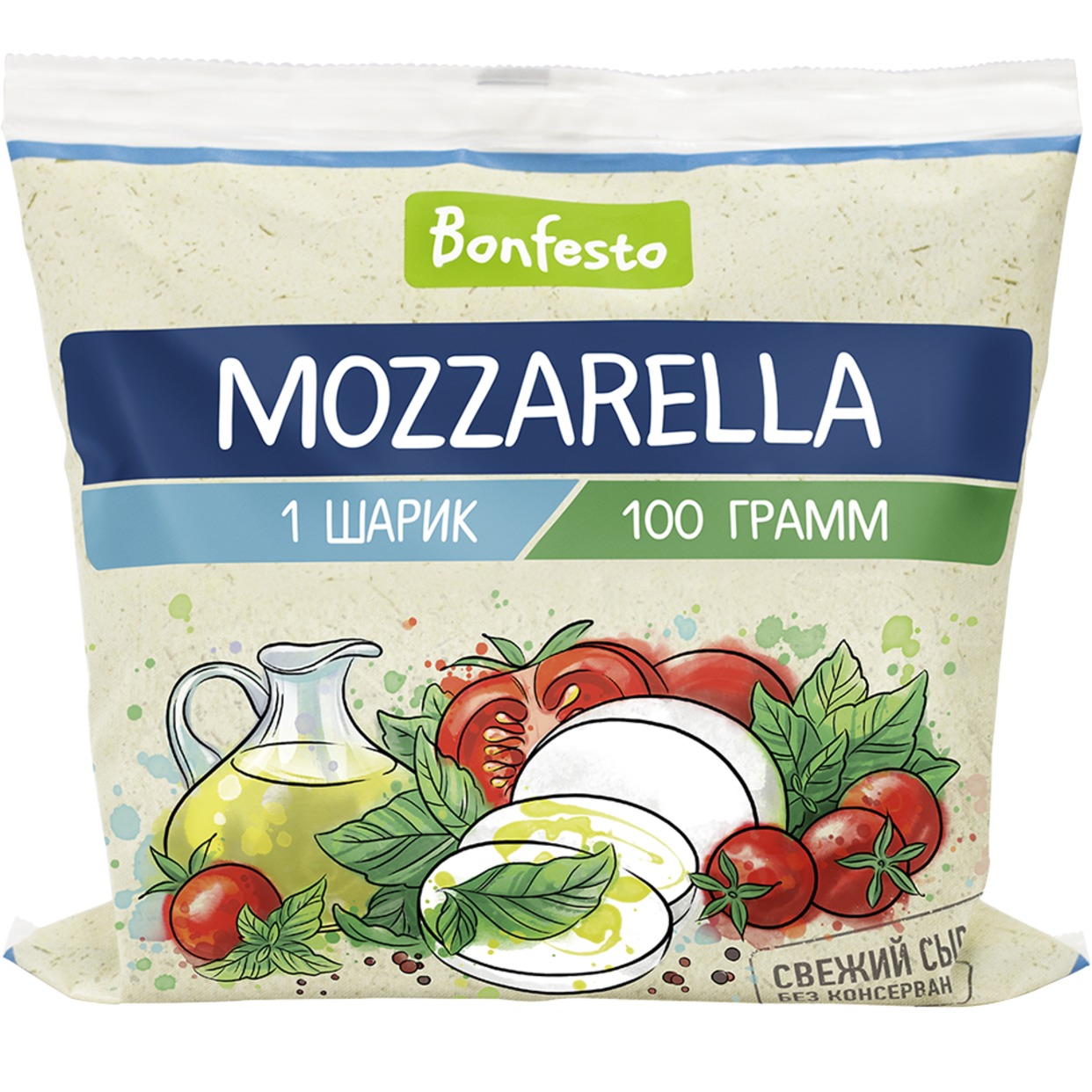 Сыр Моцарелла, Bonfesto, 45%, 100 г