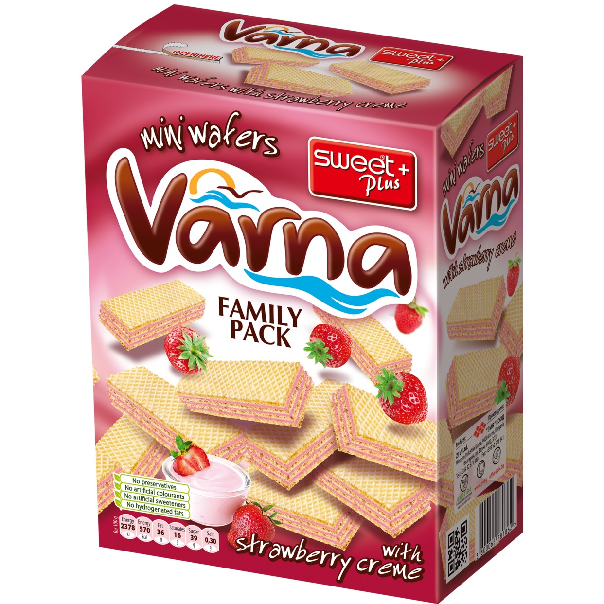 Вафли Sweet Plus Varna Мини с кремом с клубничным ароматом 200 г