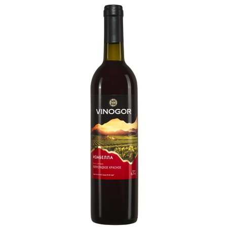 Вино Vinogor, полусладкое, Изабелла, красное, полусладкое, Россия, 0,7 л по акции в Пятерочке