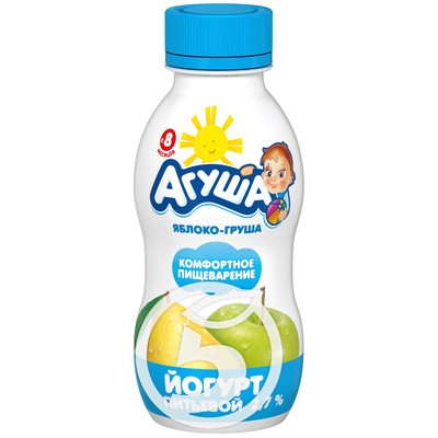 Йогурт "Агуша" питьевой Яблоко-груша 2.7% 200г по акции в Пятерочке