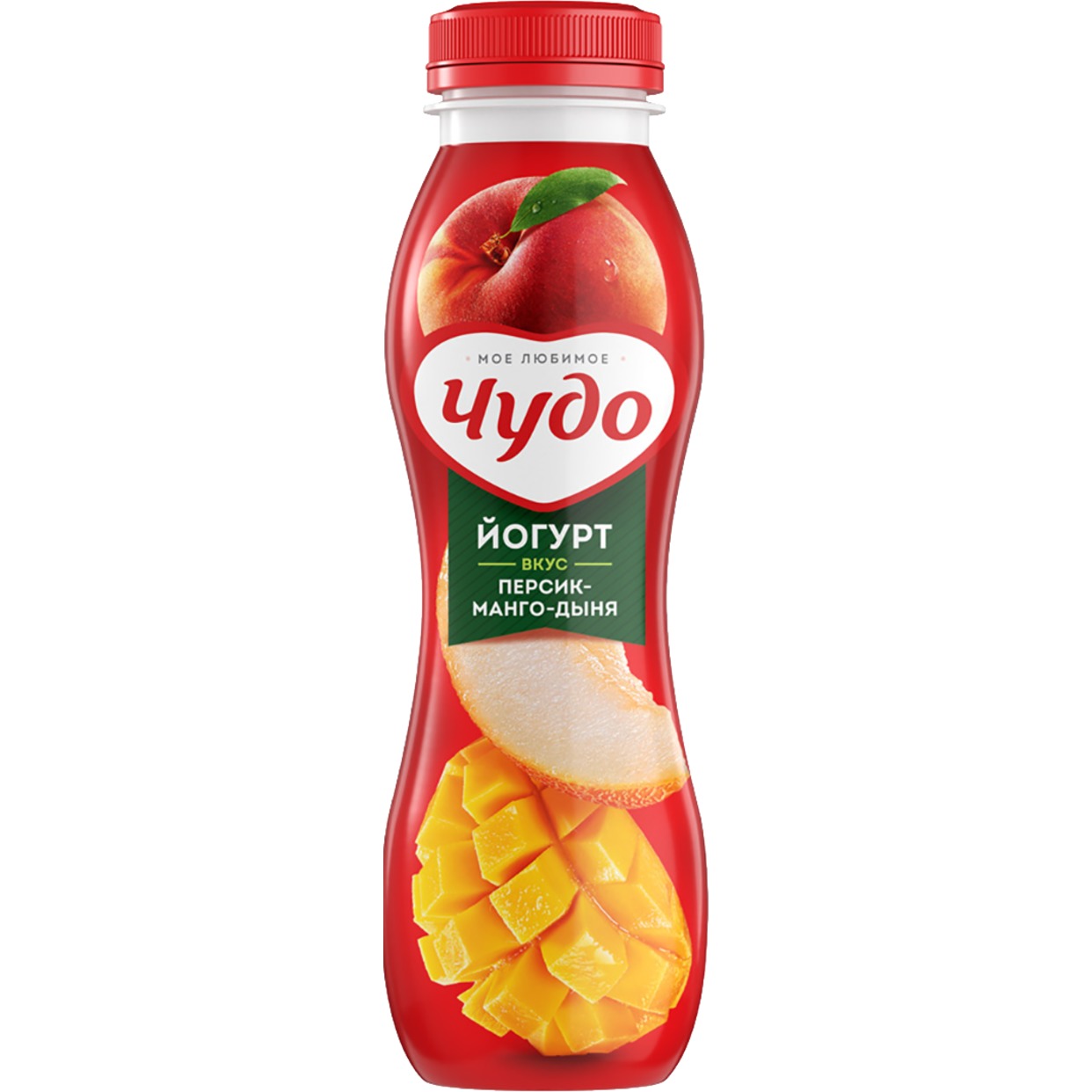 Йогурт Чудо питьевой со вкусом персика, манго и дыни 2,4% 270г по акции в Пятерочке