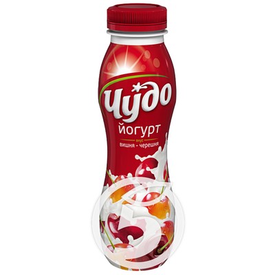 Йогурт "Чудо" питьевой со вкусом вишни и черешни 2,4% 270г по акции в Пятерочке