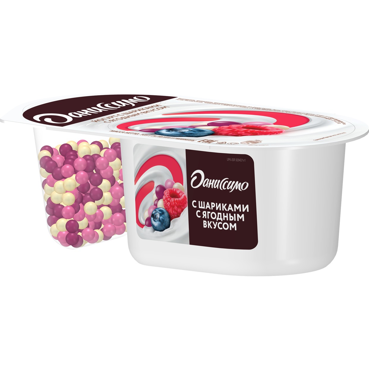 Йогурт "Даниссимо" Фантазия с хрустящими шариками с ягодным вкусом 6.9% 105г по акции в Пятерочке