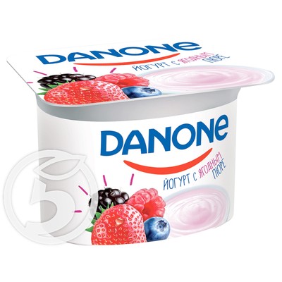 Йогурт "Danone" лесные ягоды 2,9% 110г по акции в Пятерочке
