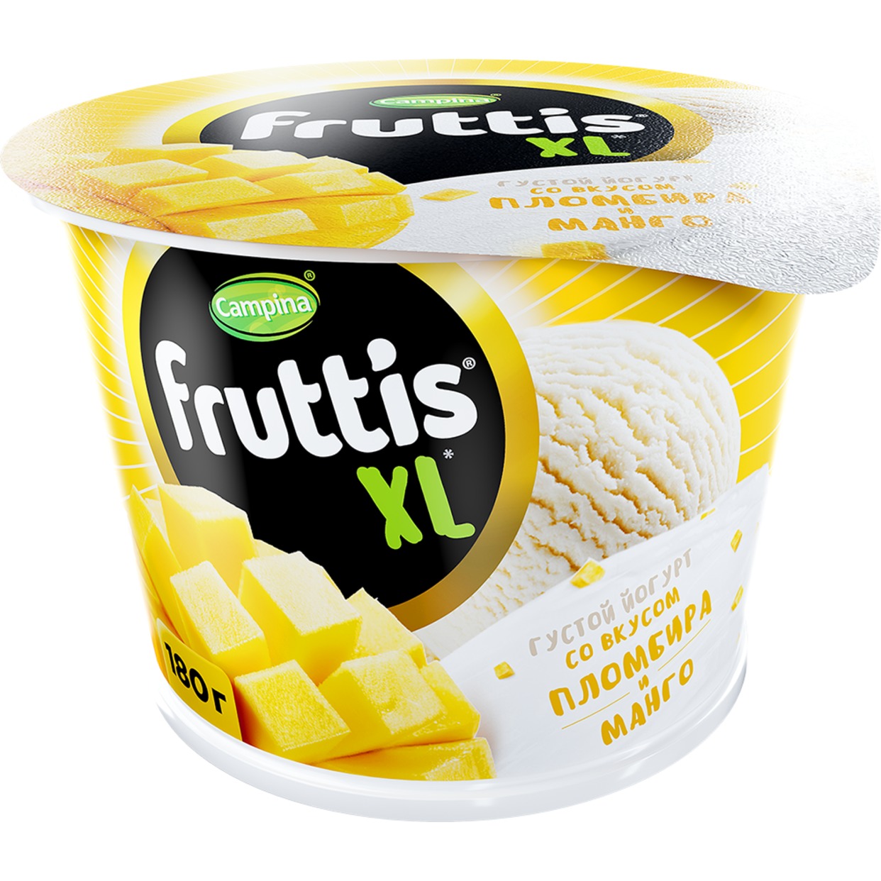 Йогурт Fruttis XL c манго и вкусом пломбира 4,3% 180г по акции в Пятерочке
