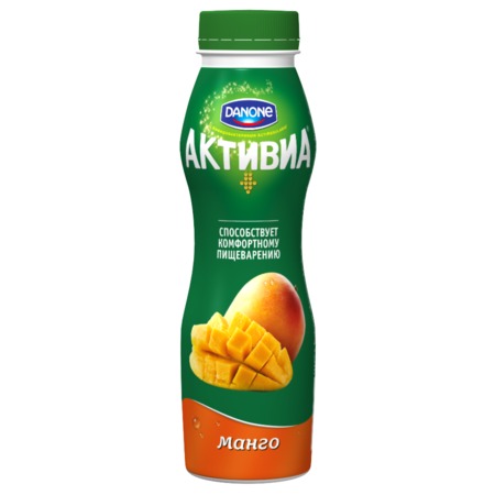 Йогурт питьевой Активиа, манго-яблоко, Danone, 2%, 290 г по акции в Пятерочке