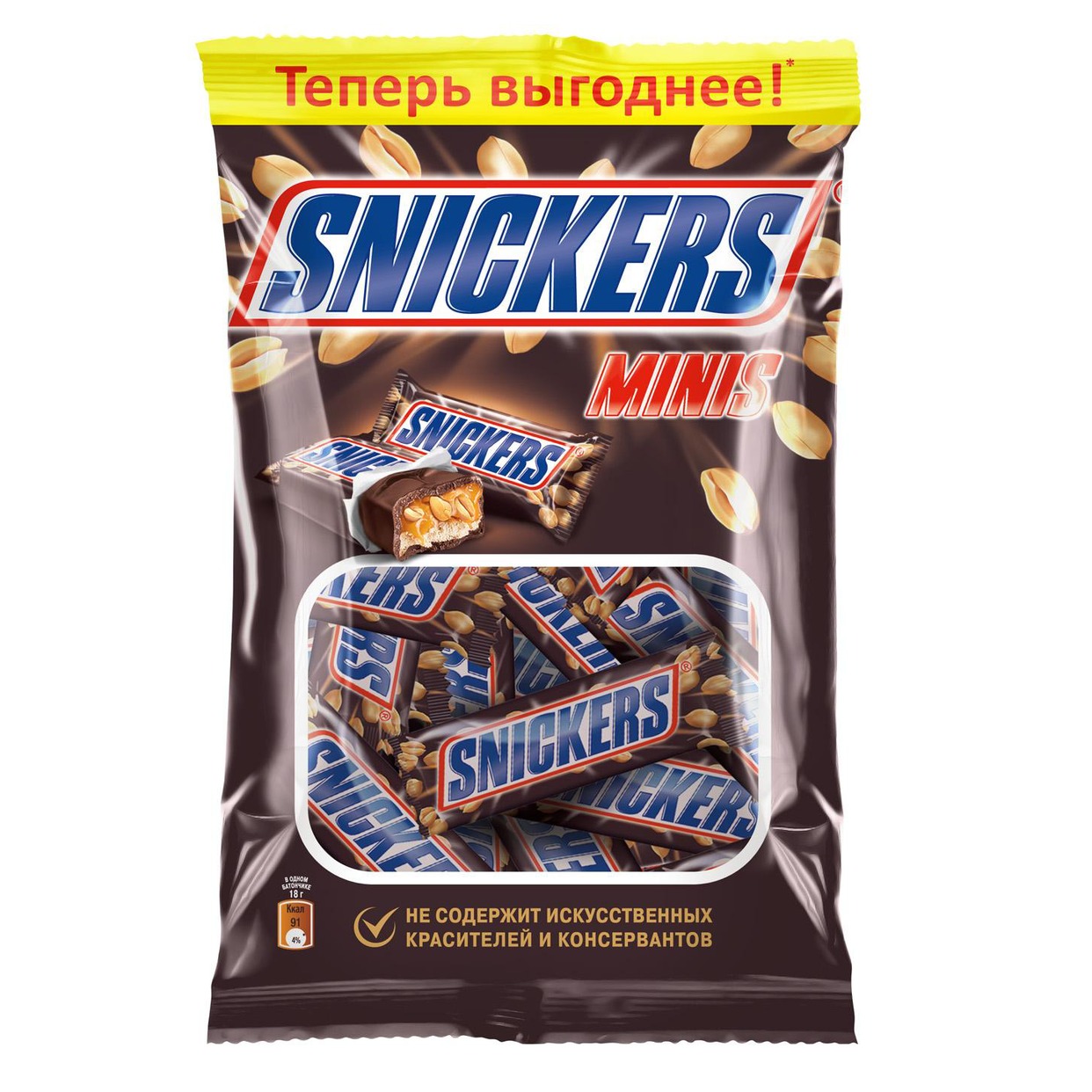 Акция в Пятерочке на Батончики Snickers Minis Шоколадные 180г