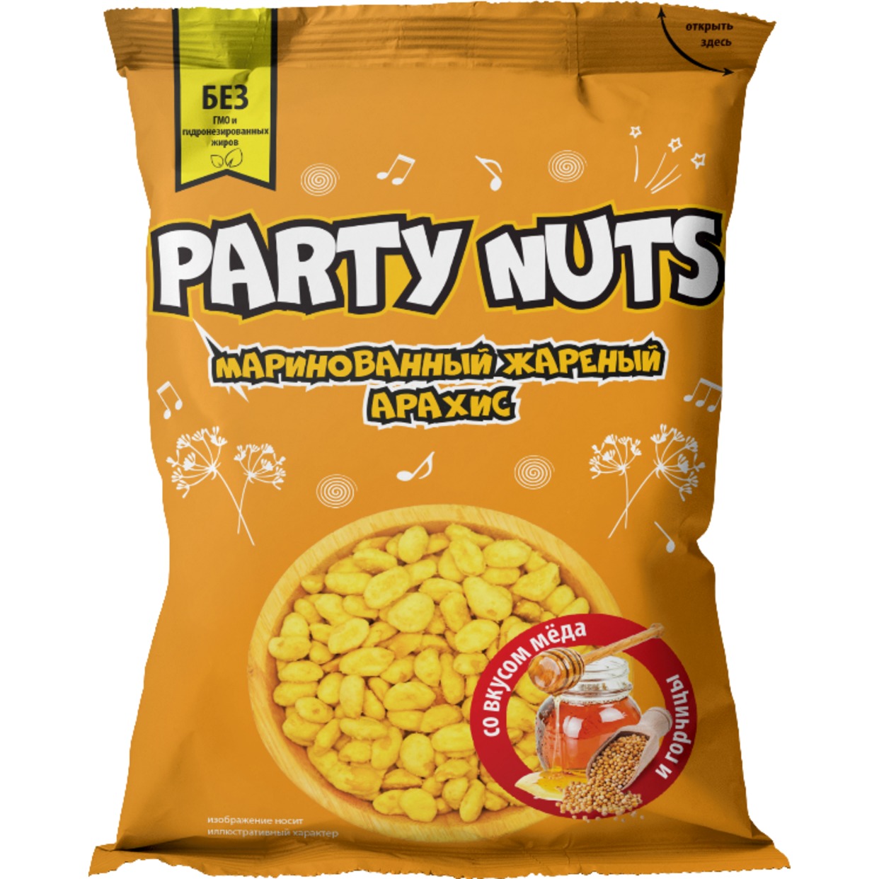 Акция в Пятерочке на Маринованный жареный арахис со вкусом меда и горчицы "PARTY NUTS" 70 гр