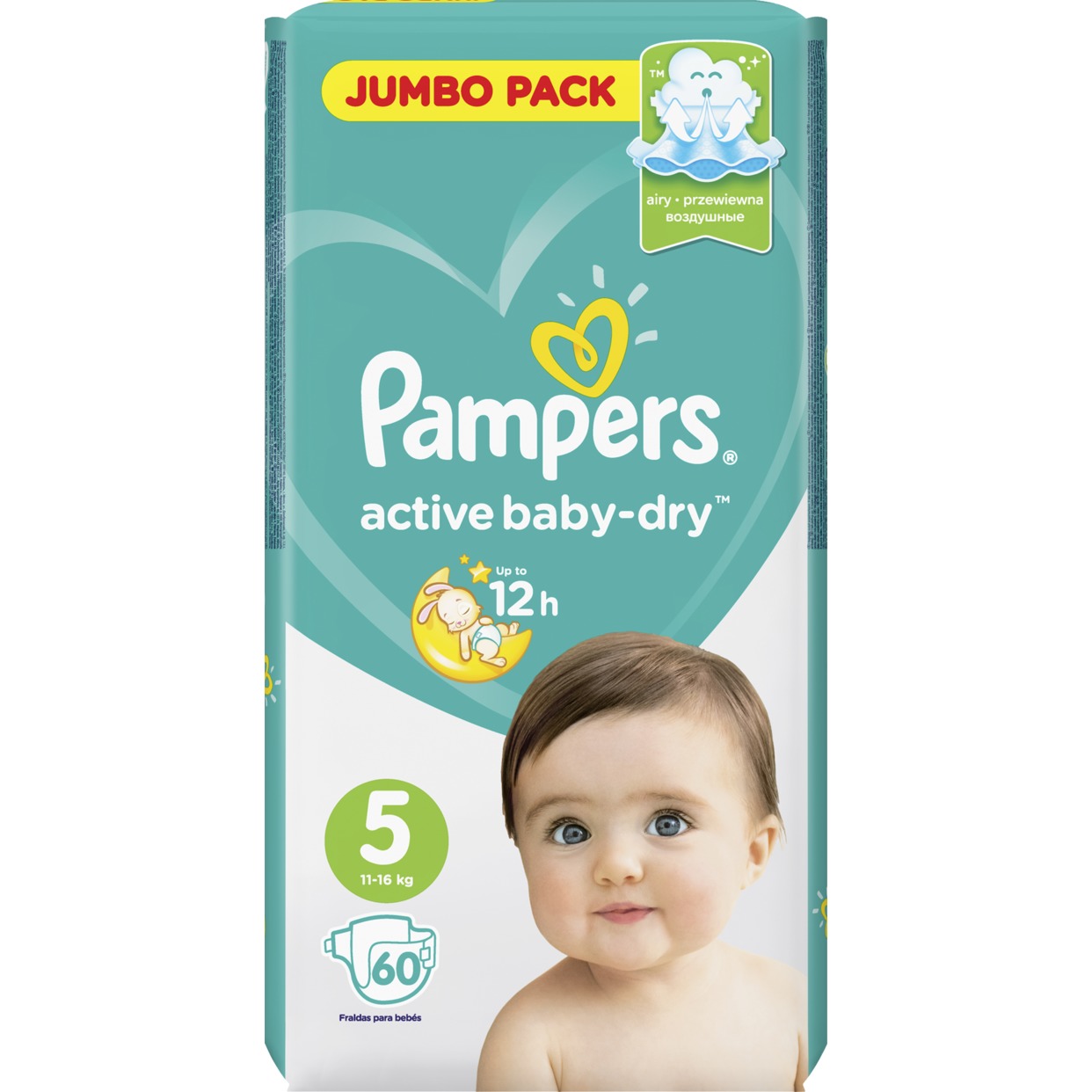 Подгузники Pampers Active Baby dry №5 11-16 кг 60 шт. по акции в Пятерочке