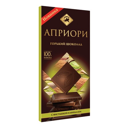 Шоколад "АПРИОРИ" горький шоколад с фисташкой и миндалем, 100г по акции в Пятерочке