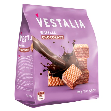 VESTALIA Вафли шоколадные "Суперкрем Шоко", 125 гр, по акции в Пятерочке
